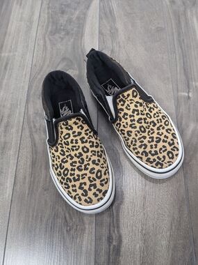 Vans Slip-On Leopard Print Girl's Sneakers - Black & Tan Size 13